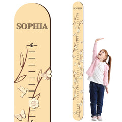 DoubleFill kids growth chart wall 63in—sturdy wood for nursery height tracking.