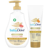 Dove Baby Body Wash pour bottle for gentle cleansing of newborn melanin-rich skin.