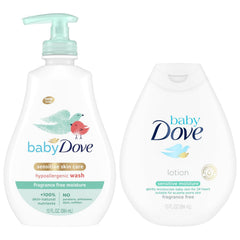 Dove Baby Sensitive Wash bottle—gentle bath time for delicate skin with fragrance-free formula.