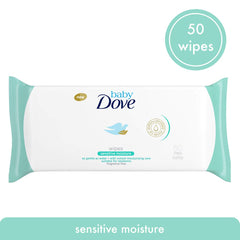 Dove Baby Wipes Sensitive Moisture closeup wipe showing soft texture for delicate skin.