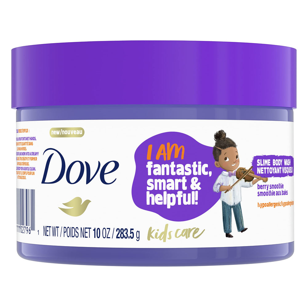 Dove Kids Care Slime Body Wash Berry Smoothie bottle for playful cleansing and gentle care.