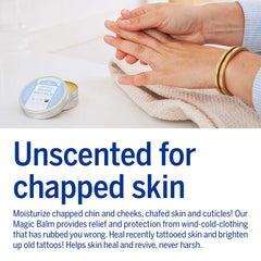 Dr. Bronner's Organic Magic Balm hands-application shows easy, gentle rubbing for daily skin comfort
