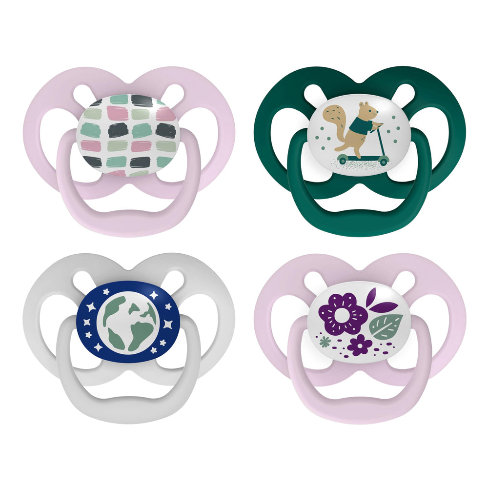 Dr. Brown's Advantage Glow pacifier shows reversible bulb for easy baby acceptance.