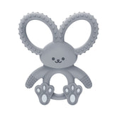 Dr. Brown's Flexees Bunny Teether gray closeup showing soft silicone for gum soothing.