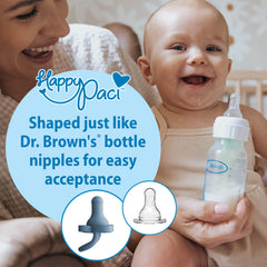 Dr. Brown's HappPaci open-back view illustrating easy bonding and quick cleaning.