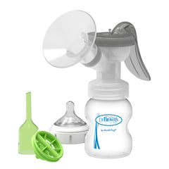 Dr. Brown's manual pump with SoftShape shield for comfortable pumping at home