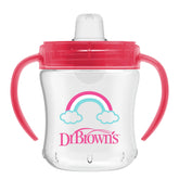 Dr. Brown's Milestones pink rainbow cup with soft spout for spill-proof learning