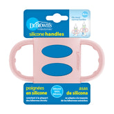 Dr. Brown's narrow bottle handles pink on bottle provide easy grip for tiny hands.