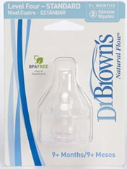 Dr. Brown's Natural Flow Level 4 nipple on bottle demonstrates easy swap-in compatibility