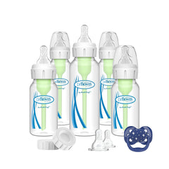 Dr. Brown's Natural Flow Options+ gift set with narrow bottles supports newborn feeding flexibility.
