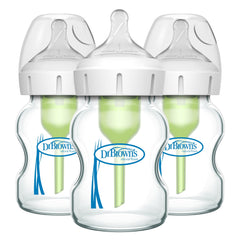 Dr. Brown's wide-neck glass bottle 5oz for easy feeding and portion control.