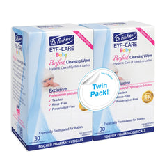 Dr Fischer Premium Baby Eyelid Wipes pack shot showing gentle preservative free care