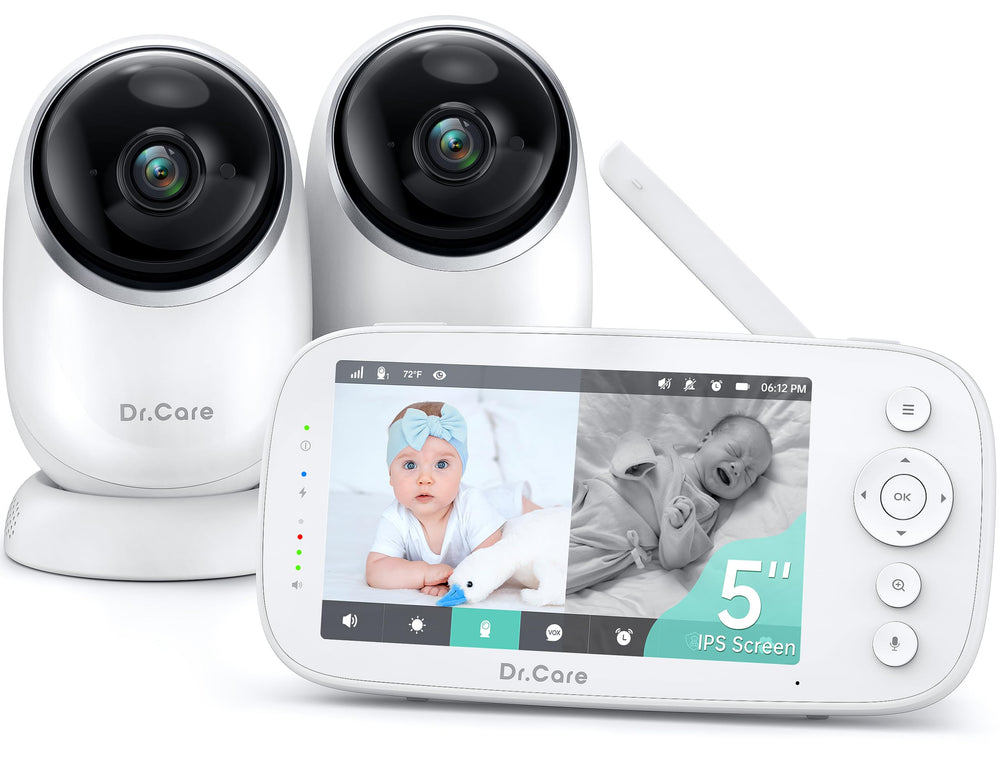 Dr.Care NovaView monitor front view showing compact parent unit for quiet night monitoring.