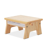Dream On Me Ease-Up nursing footrest in natural pinewood supports comfortable nursing sessions.
