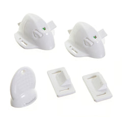 Dreambaby Adhesive Mag Locks inside cabinet showing hidden safety for kids.