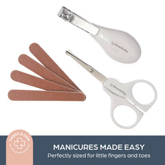 Dreambaby Essential 10pc grooming kit curved edge clippers ensure safe nail trimming.
