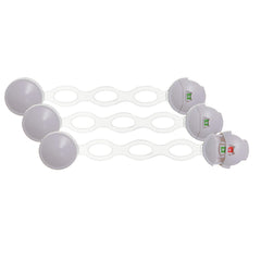 Dreambaby Ezy-Check latch close-up on cabinet for childproofing.