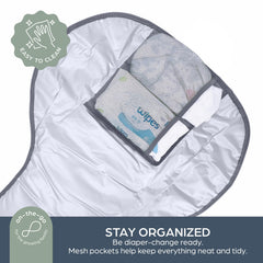 Dreambaby Fold and Go changing pad storage pockets keep essentials organized