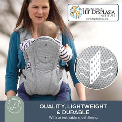 Dreambaby Oxford Carrier back carry demonstrates hands-free versatility for multitasking