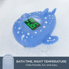 Dreambaby thermometer display readout shows real-time bath temperature for quick checks.