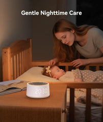Dreamegg sound machine remote timer demonstrates adjustable sleep duration.