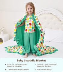 DREAMHALO Apple blanket used as swaddle wrap for versatile comfort.