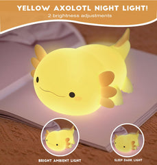 Dreaming My Dream Axolotl Night Light features a rechargeable battery for cordless portability.