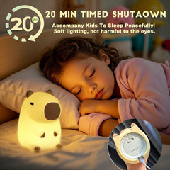 DREAMING MY DREAM Capybara lamp side view, portable and cord-free for travel.