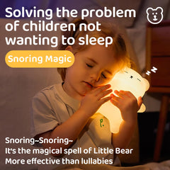 DREAMING MY DREAM snoring bear night light in child room demonstrates calming ambience.