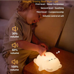 DREAMING MY DREAM snoring bear night light USB-C rechargeable design for portable use.