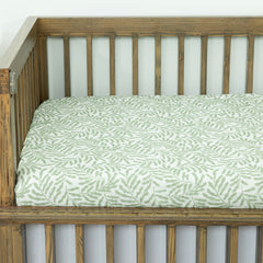 Dreamology Leaves muslin crib sheet elastic edges provide slip-free crib fit