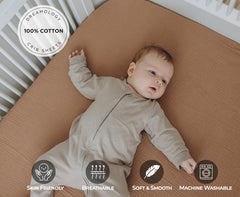 Dreamology Muslin crib sheets with elastic edge for secure fit on standard crib