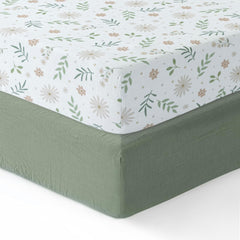 Dreamology muslin crib sheets floral pack: soft, breathable cotton for comfortable crib sleep.