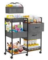 DreamPine baby storage cart 3-tier keeps diapers within reach.