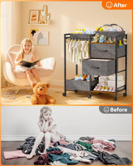 DreamPine baby storage cart drawers with soft-close storage.