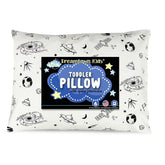Dreamtown Kids toddler pillow shows soft poly-cotton blend for gentle skin comfort at nap time.
