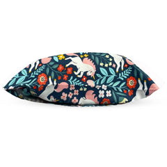 Dreamtown Kids pillowcase woodland unicorn print image demonstrates easy-care, machine-washable cover for busy families