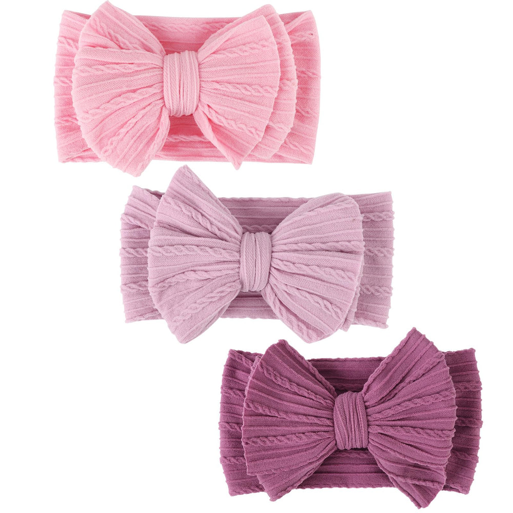 DRESHOW BQUBO baby headbands 3-pack on infant, versatile daily wear.