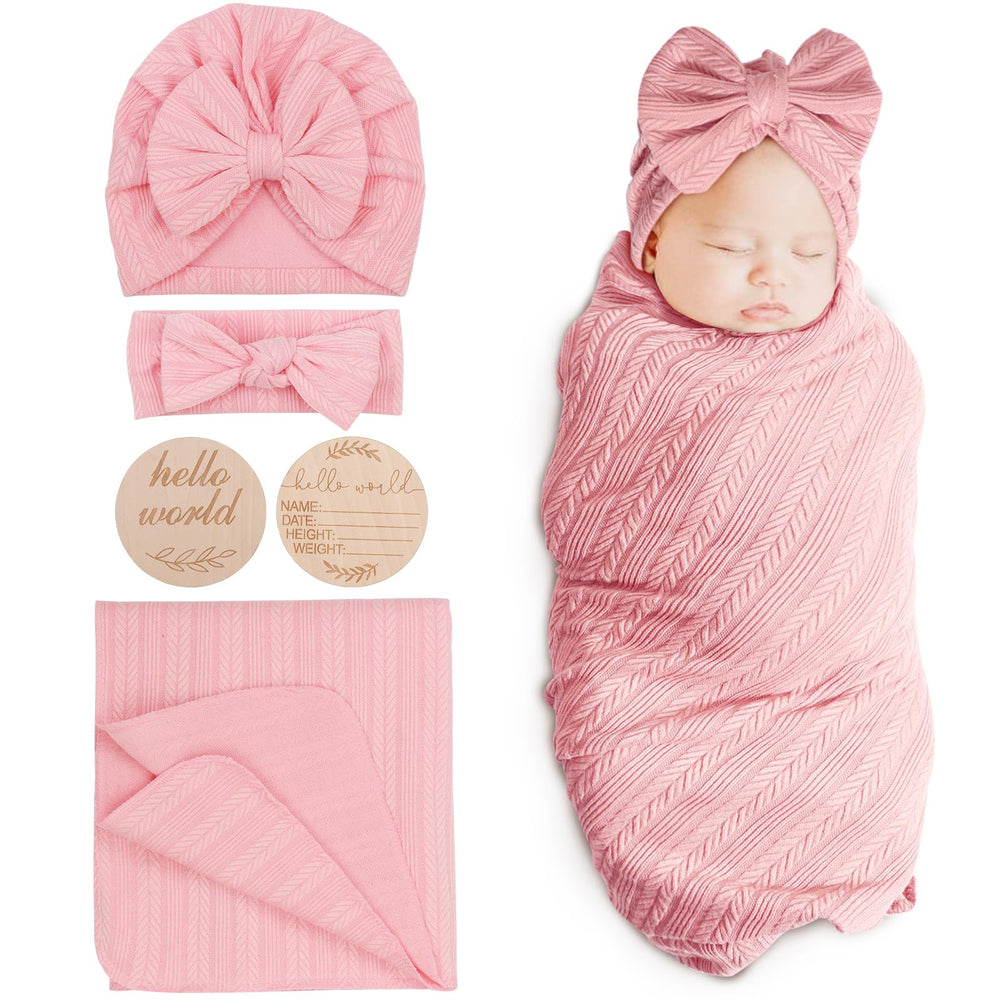 DRESHOW BQUBO baby swaddle pink set packaging, ideal baby shower gift.