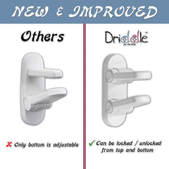 Driddle lock installed on a standard door lever for one-handed adult access.