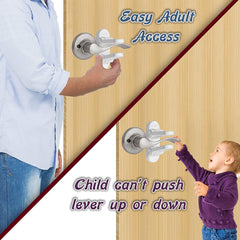 Driddle lock shows top handle open for easy adult entry and safety.