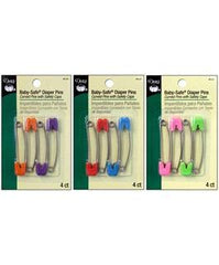 Dritz diaper pins in assorted-brights secure cloth diapers with colorful accents.