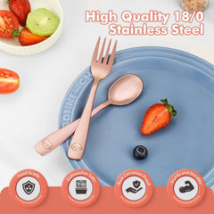 DRKIO toddler utensils with mirror-polished finish for easy cleaning.