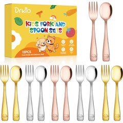 DRKIO 12-piece toddler utensils set in colorful finish for independent dining.