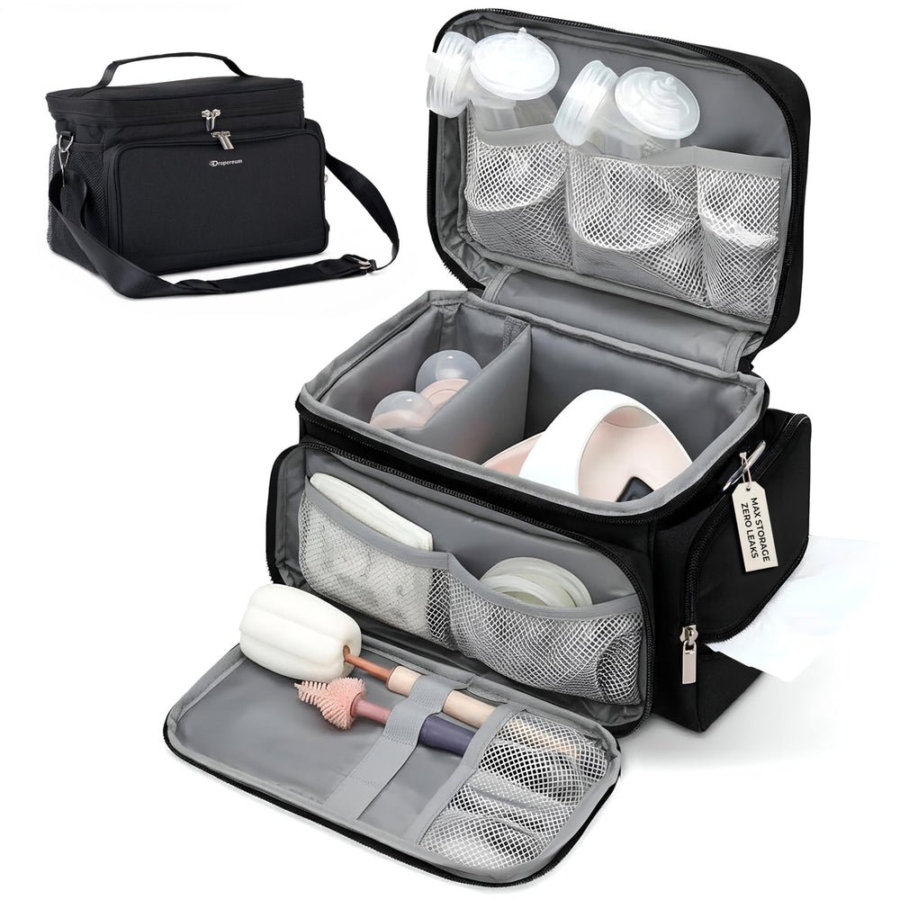 Dropereum insulated pump bag front view fits Spectra S1/S2 for discreet daily pumping.