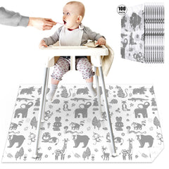 Drydiet forest animals floor mat pack shows cute prints to help contain spills during meals.
