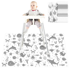 Drydiet sea animals splat mat under high chair for mess containment during meals