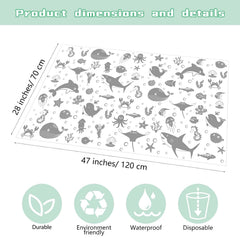 Drydiet sea animals splat mat showing large coverage under a chair