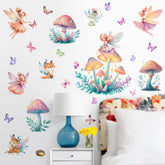 DTLIFEK Fairy Butterfly wall decal mushroom-house scene brightens kids' room with whimsical charm.
