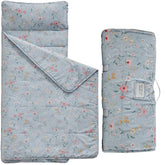 DuShow cotton toddler nap mat floral blue roll-up, portable rest for daycare.